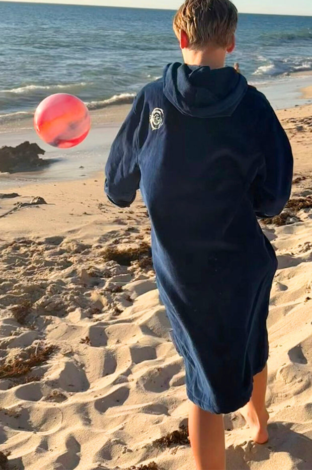 Kids Deep Ocean Hooded Towel Robe 7-11Y
