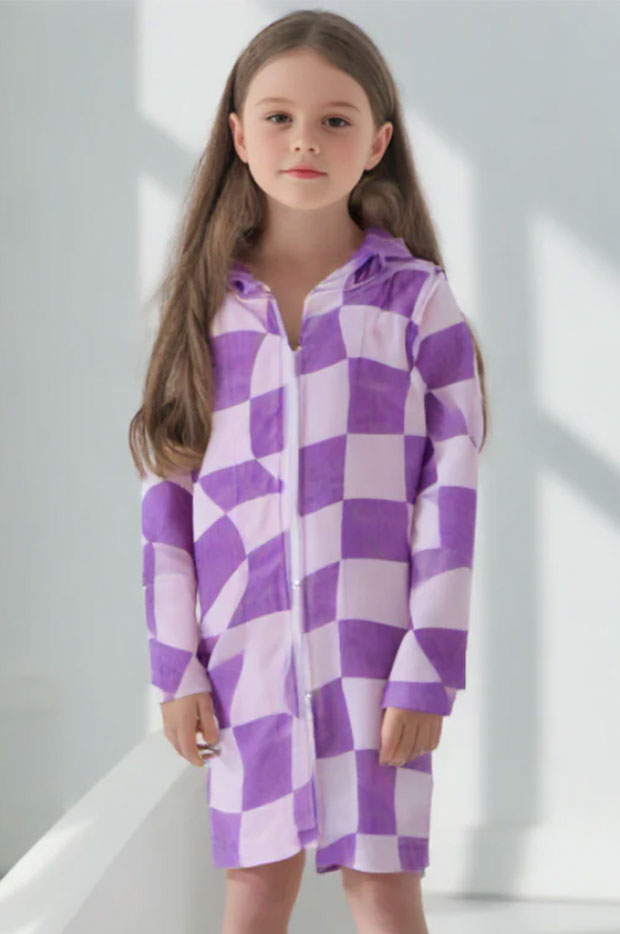 Back Beach Co - Kids Ocean Drifter Hooded Towelling Robe 7-11Y - Purple