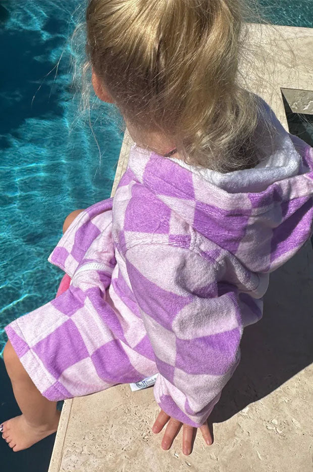 Back Beach Co - Kids Ocean Drifter Hooded Towelling Robe 7-11Y - Purple