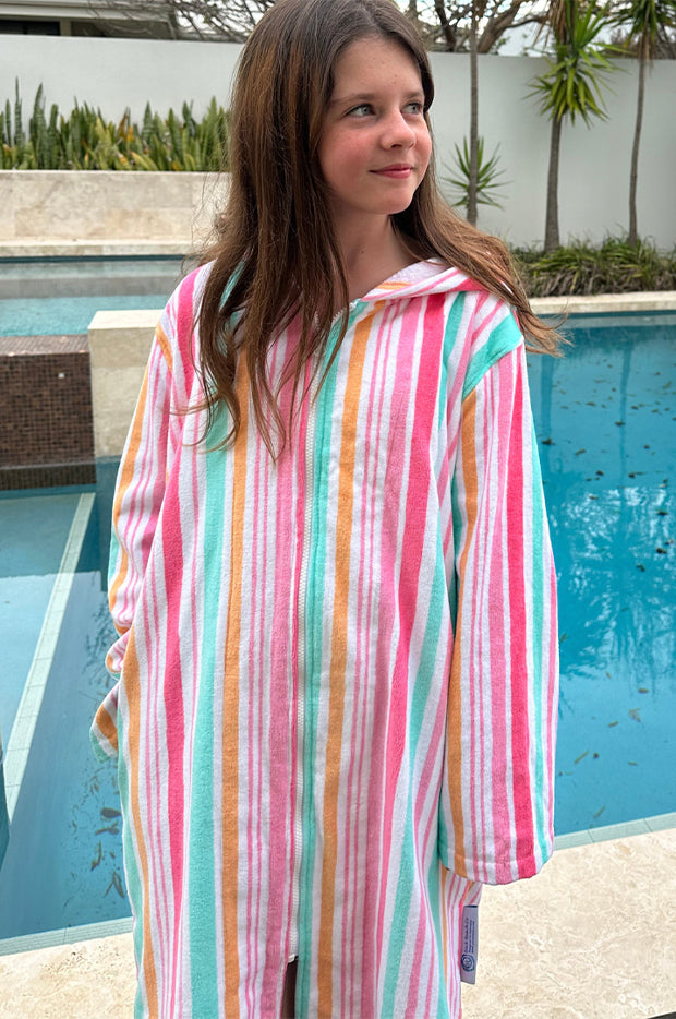 Kids Hawaiian Stripe Hooded Towel Robe 3-5Y