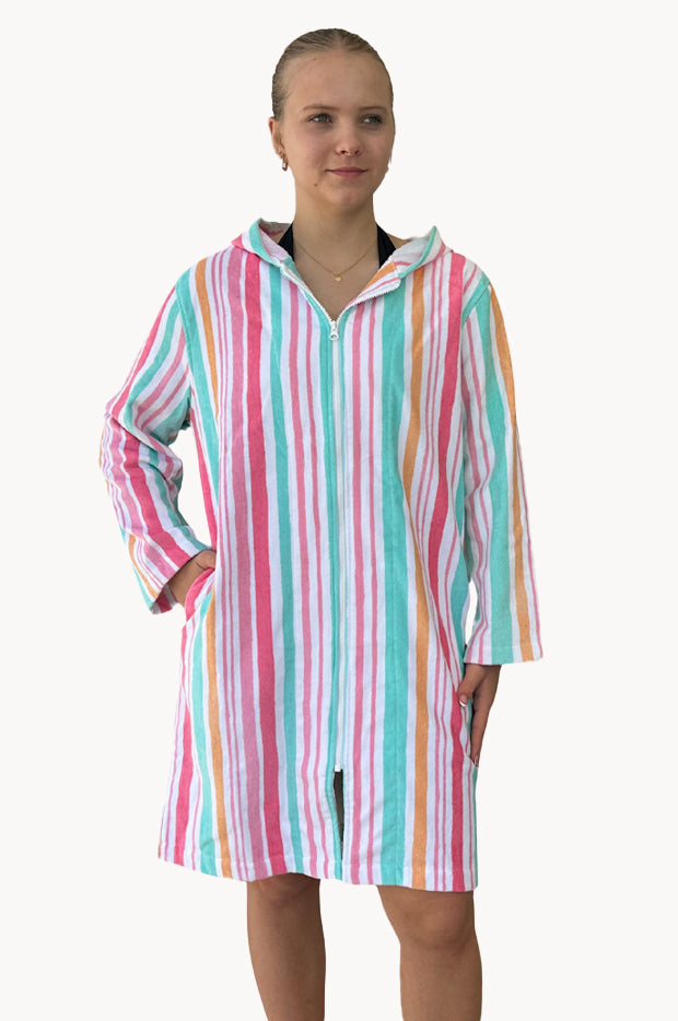 Hawaiian Stripe Hooded Towel Robe M/L