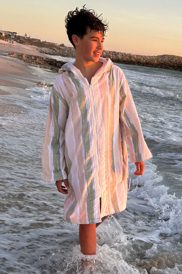 Back Beach Co - Kids Island Sand Hooded Towelling Robe 7-11Y - Sand