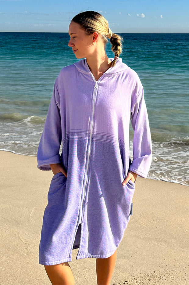 Back Beach Co - Fade Hooded Towelling Robe M/L - Purple | Swimwear ...