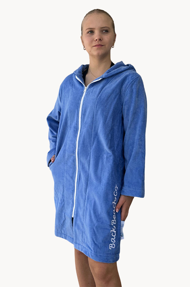 Kids Blue Riptide Hooded Towel Robe 5-7Y