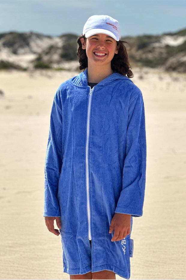 Kids Blue Riptide Hooded Towel Robe 3-5Y