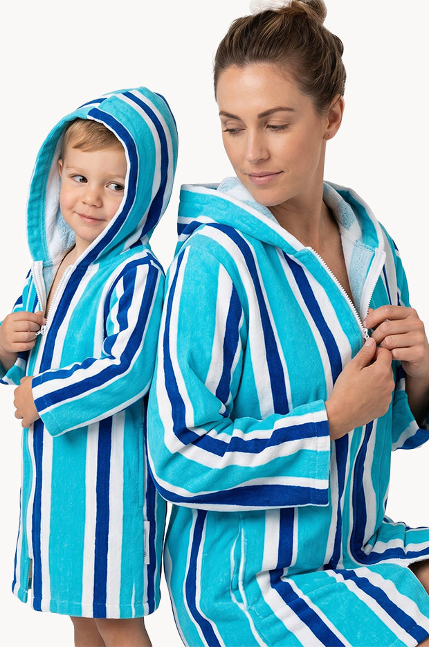 Stripe Hooded Towelling Robe S/M
