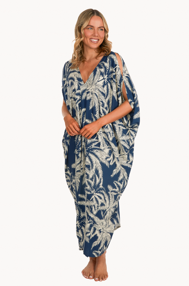 Bodacious - Palm Tree Cushla Dress - Navy | Swimwear Galore AU