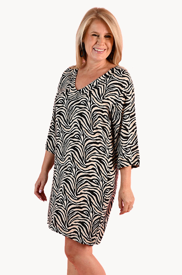 Midnight Safari V Neck Vicky Dress