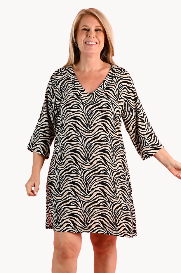 Midnight Safari V Neck Vicky Dress