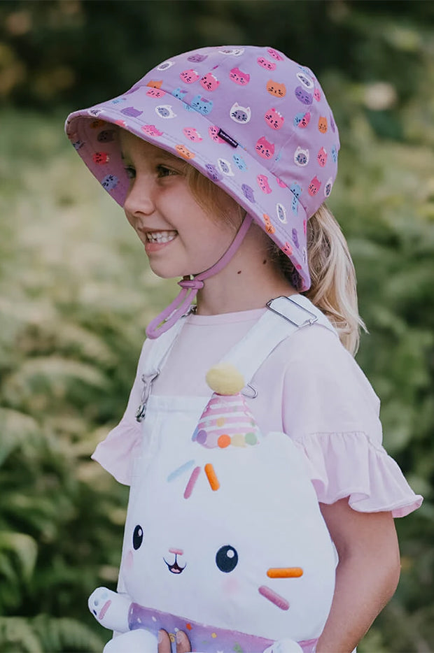 Girls Kitty Ponytail Bucket Hat