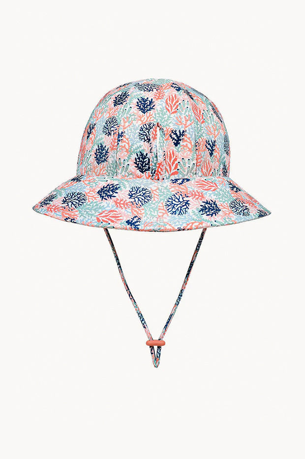 Girls Coral Ponytail Bucket Sunhat