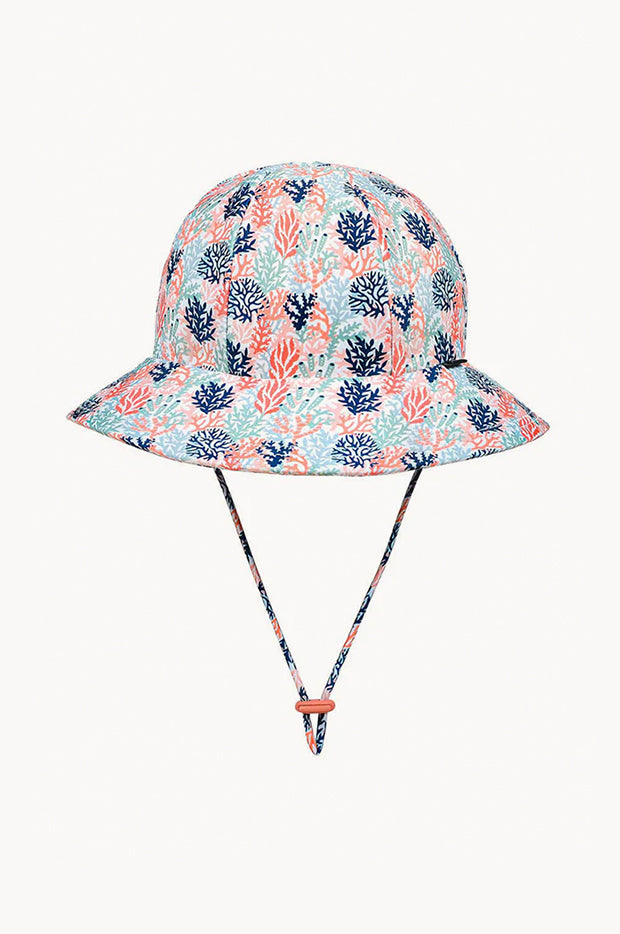 Girls Coral Ponytail Bucket Sunhat