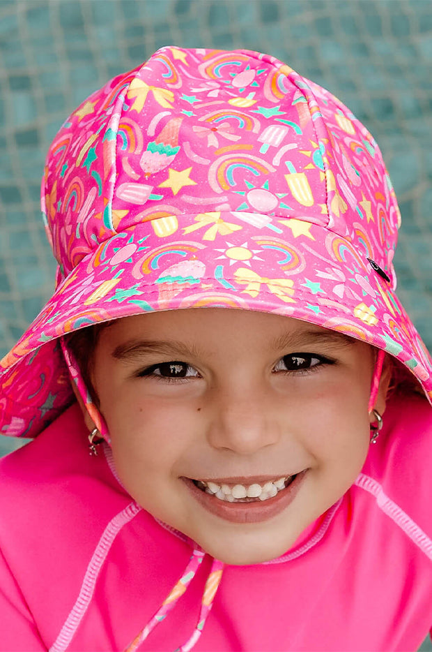 Girls Summertime Ponytail Bucket Sunhat
