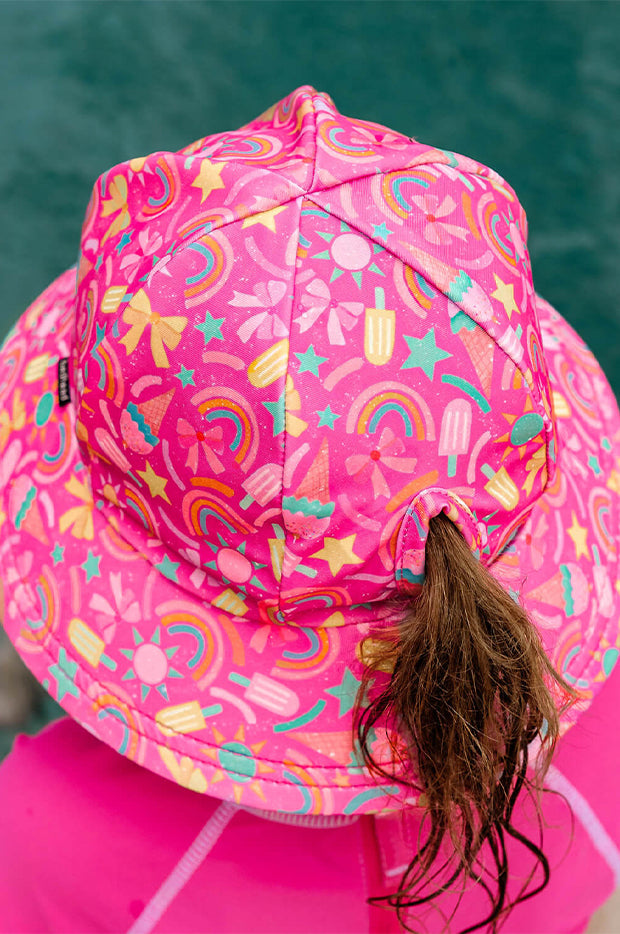 Girls Summertime Ponytail Bucket Sunhat