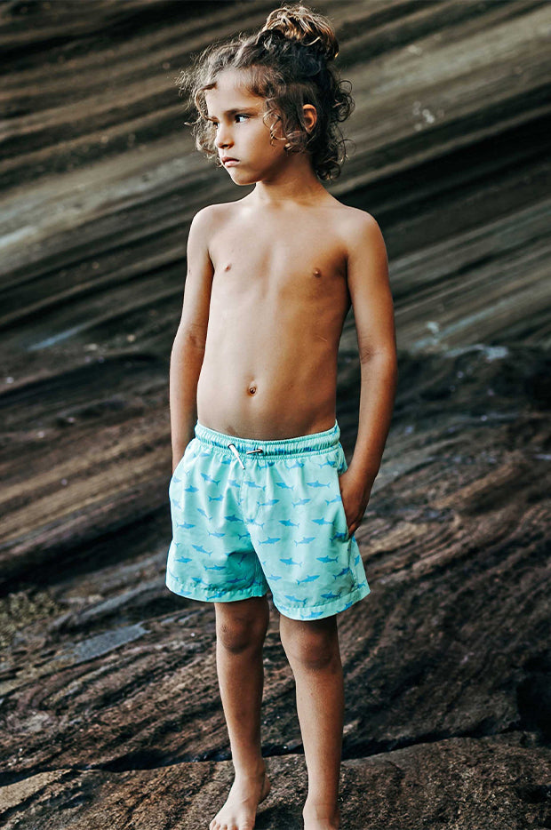 Boys Great White Compression Swim Short
