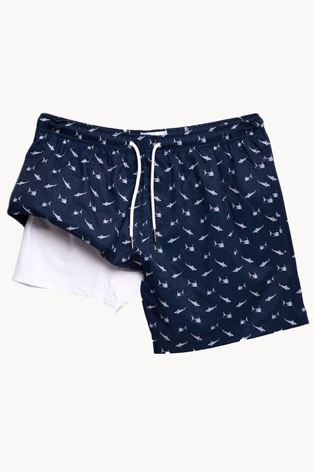 Mens Sharks Compression Lining Swim Short
