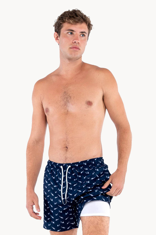 Mens Sharks Compression Lining Swim Short