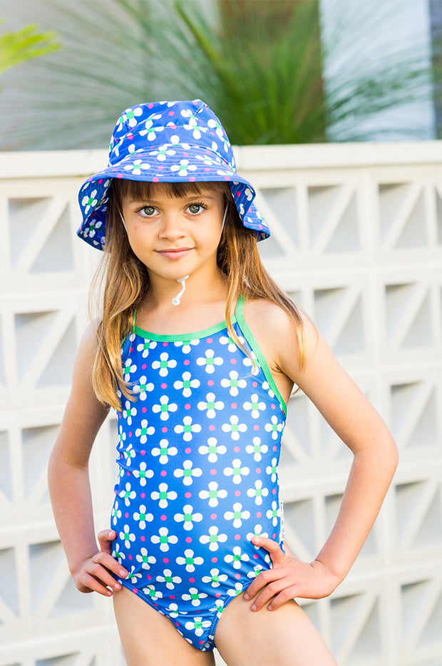 Babes In The Shade - Girls Clover One Piece - Blue/White | Swimwear ...