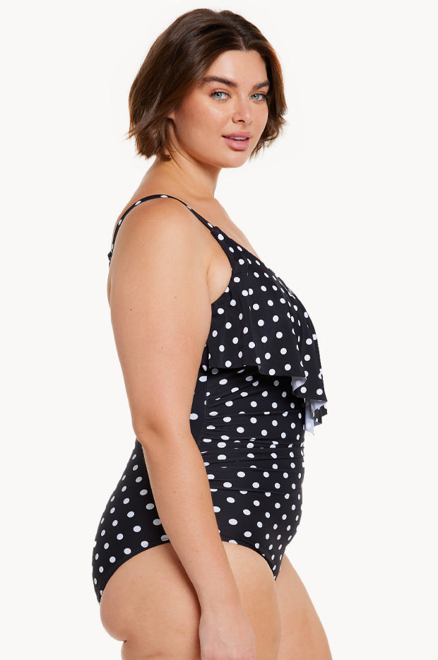 Dots V Neck Frill One Piece