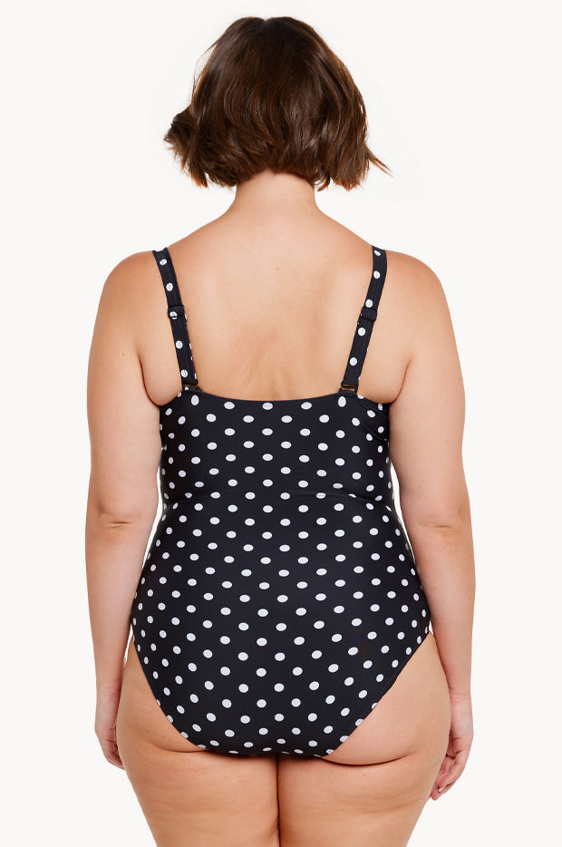 Dots V Neck Frill One Piece