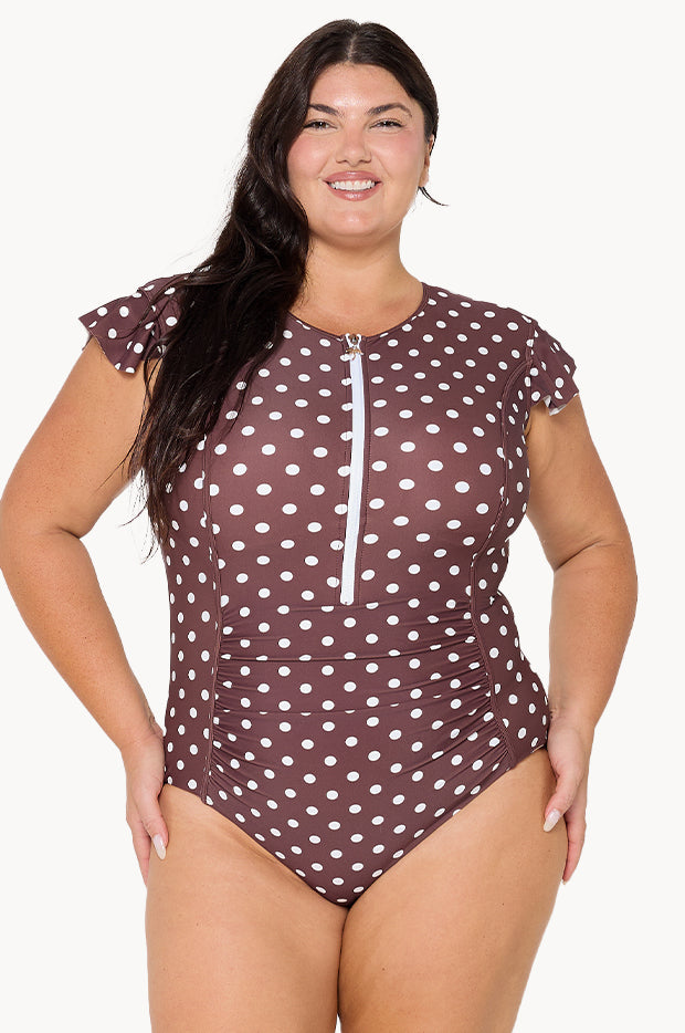 Polka Dot Frill Sleeve Sunsuit