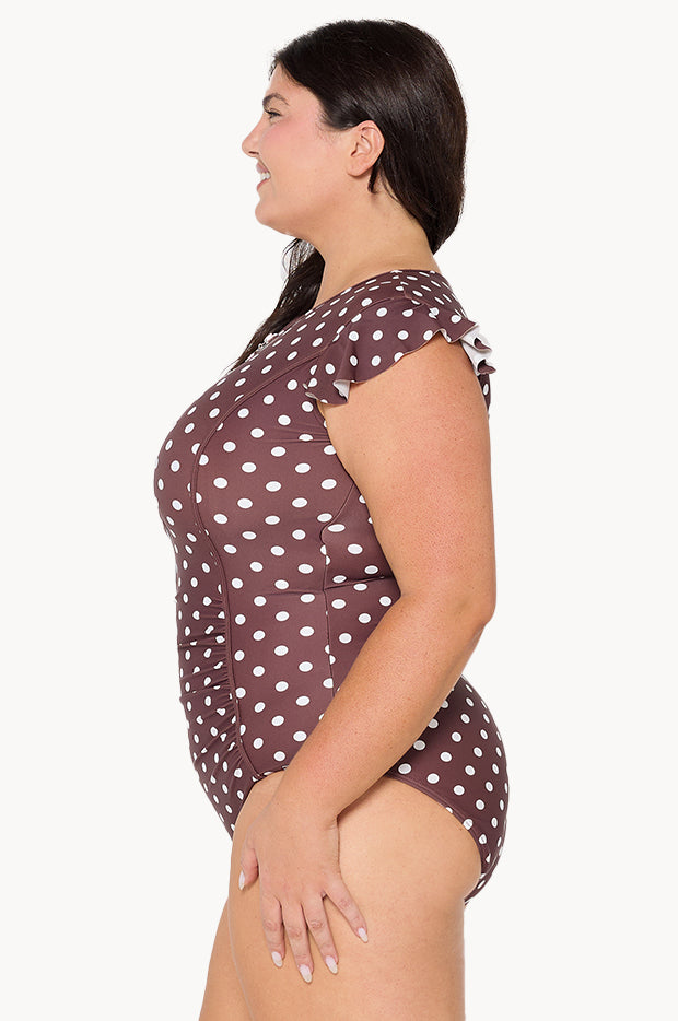 Polka Dot Frill Sleeve Sunsuit