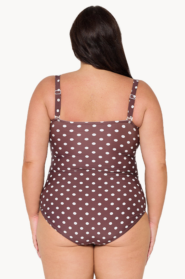 Polka Dot Twist Front Bandeau One Piece