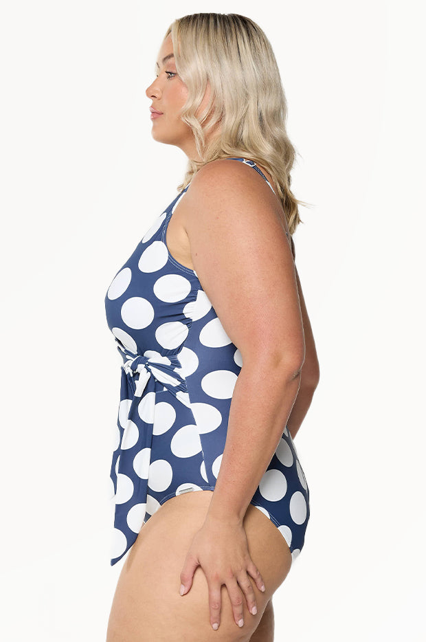 Large Polka Dot Tie Waist One Piece