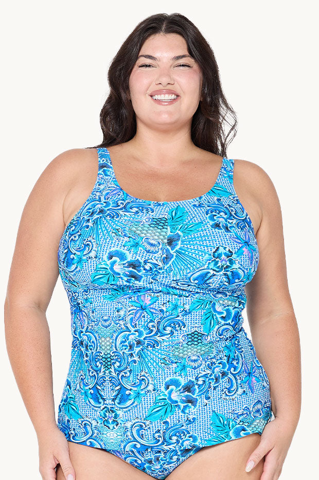 Mermaid Twist Front High Neck Tankini Separate