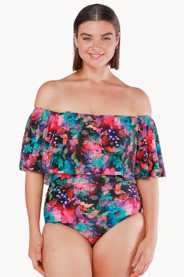 Midnight Garden Off The Shoulder Bandeau One Piece