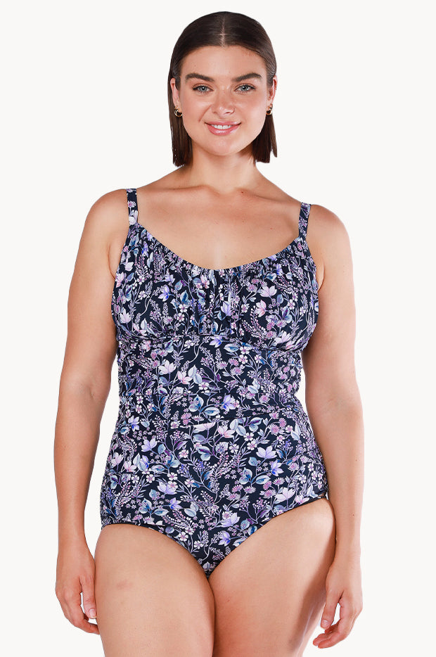 Navy Floral DD/E Cup Ruched One Piece