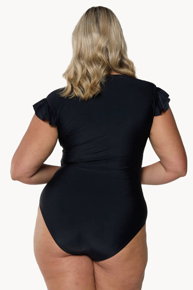 Plain Zip Front One Piece