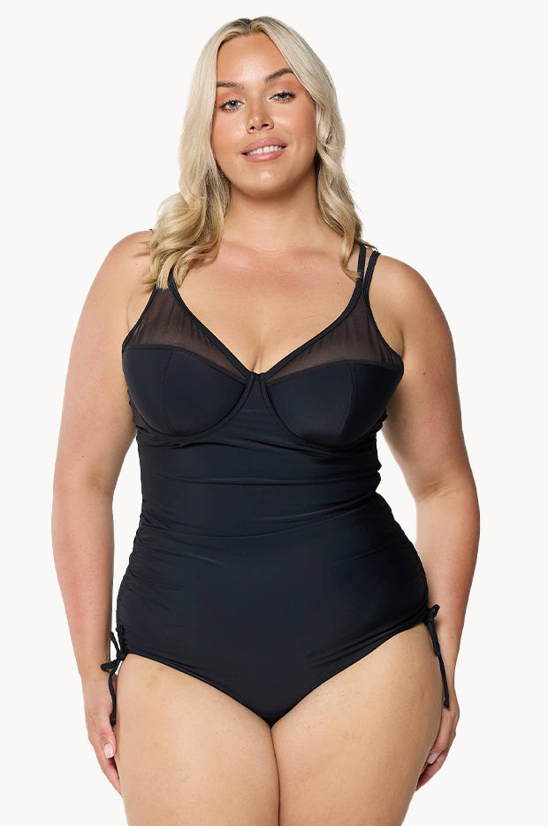 Mesh DD/E Cup Ruched Tie Side One Piece