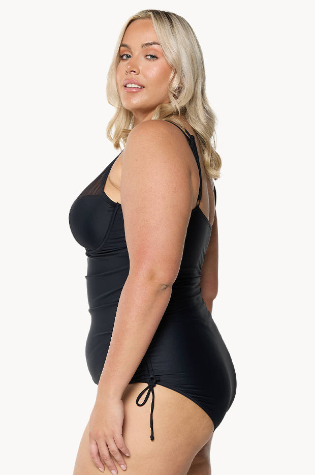 Mesh DD/E Cup Ruched Tie Side One Piece