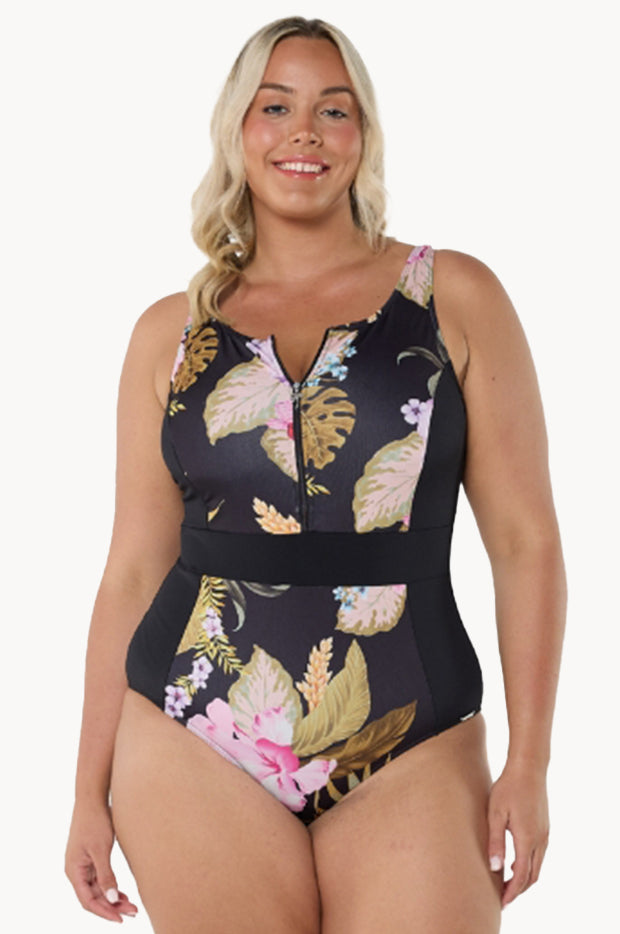 Caribbean Zip High Neck One Piece