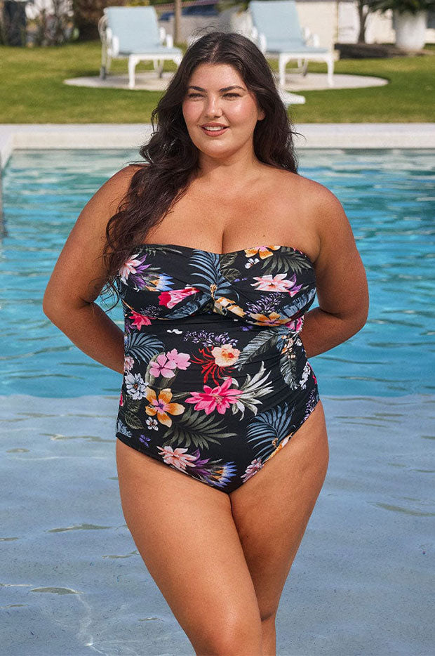 Capriosca Carnival Twist Bandeau One Piece Black/Multi