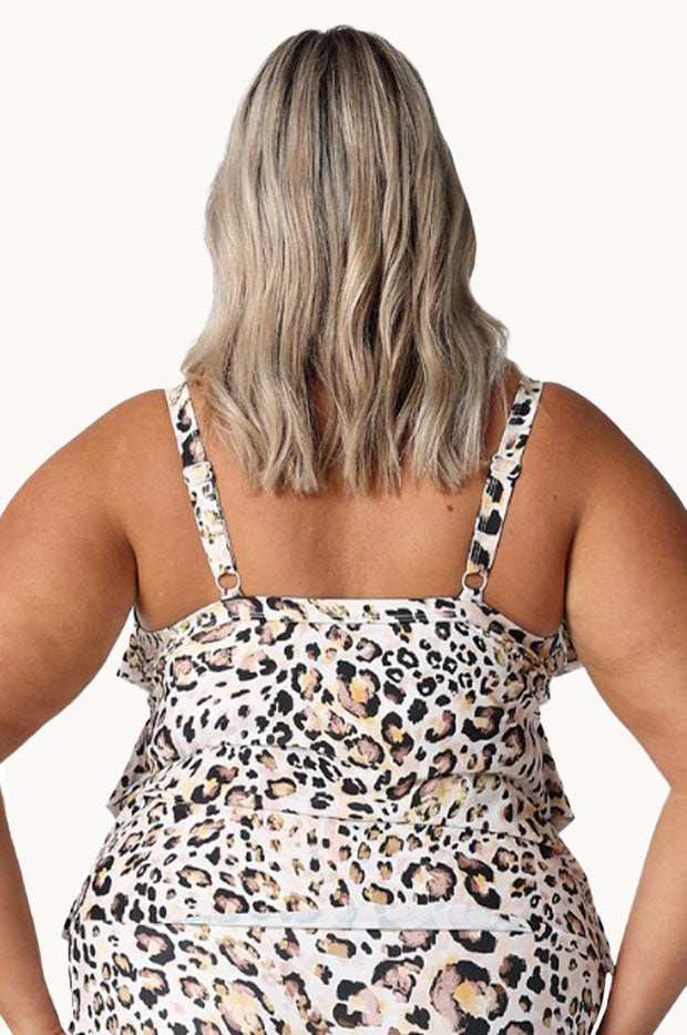 Snow Leopard Tiered Frill Tankini Separate