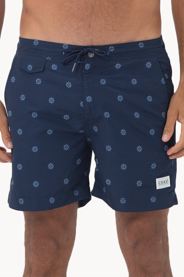 Mens Navy Helms Swim Short