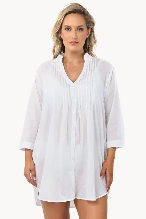 Plain Long Sleeve Pintuck Shirt