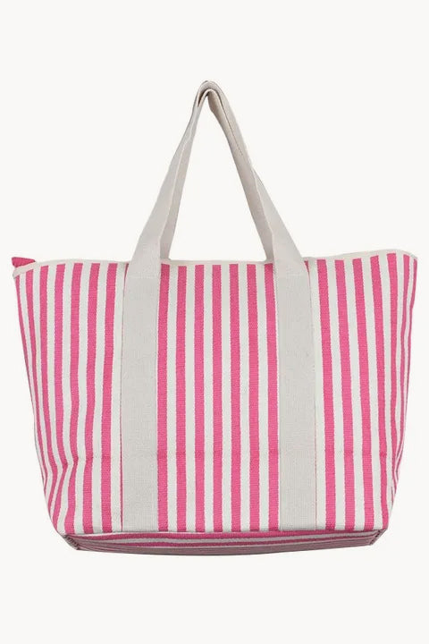 Stripe Canvas Handle Large Bag