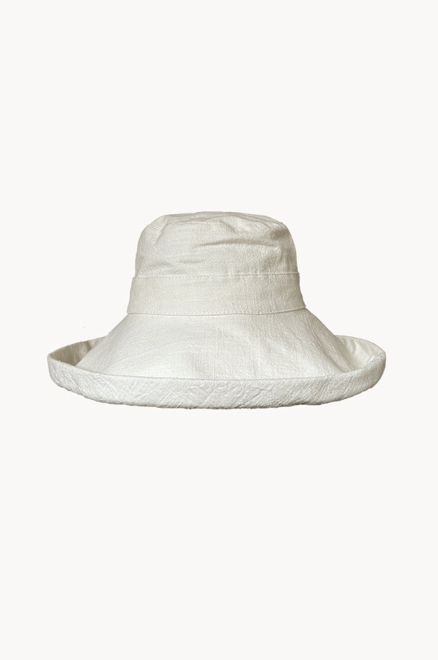 Linen Wide Brim Bucket Hat