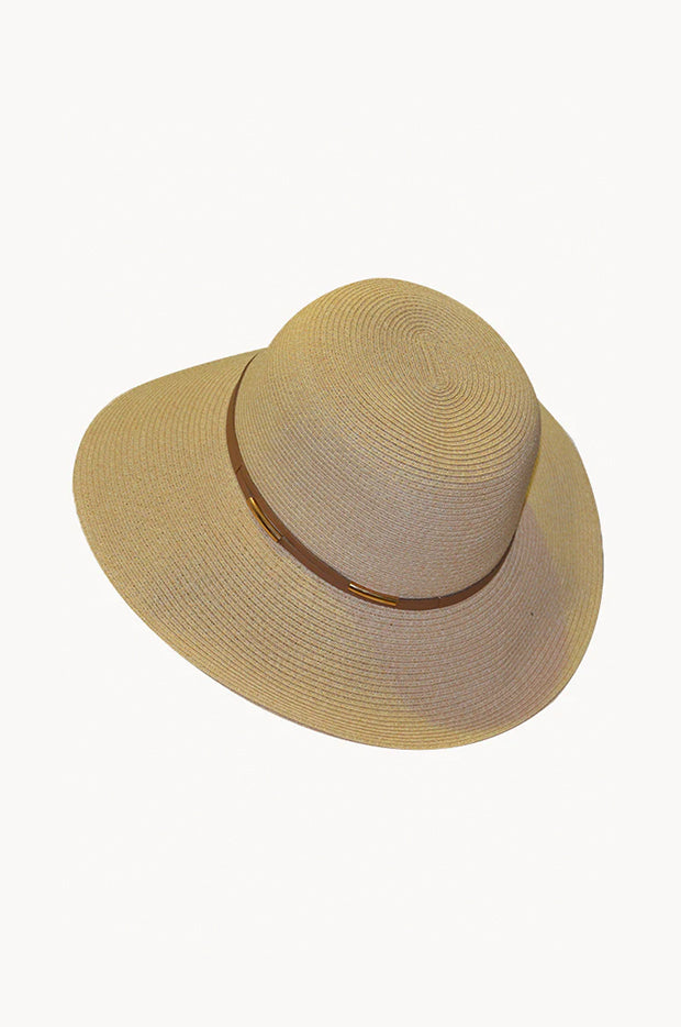 Leather Trim Floppy Hat