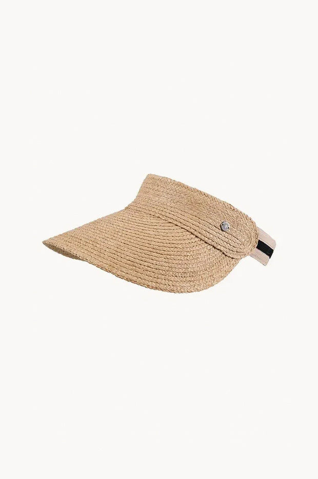 Cherry Red - Raffia Wide Brim Visor - Natural | Swimwear Galore AU