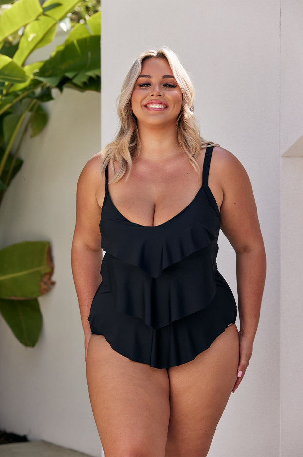 Plain Tiered Frill One Piece