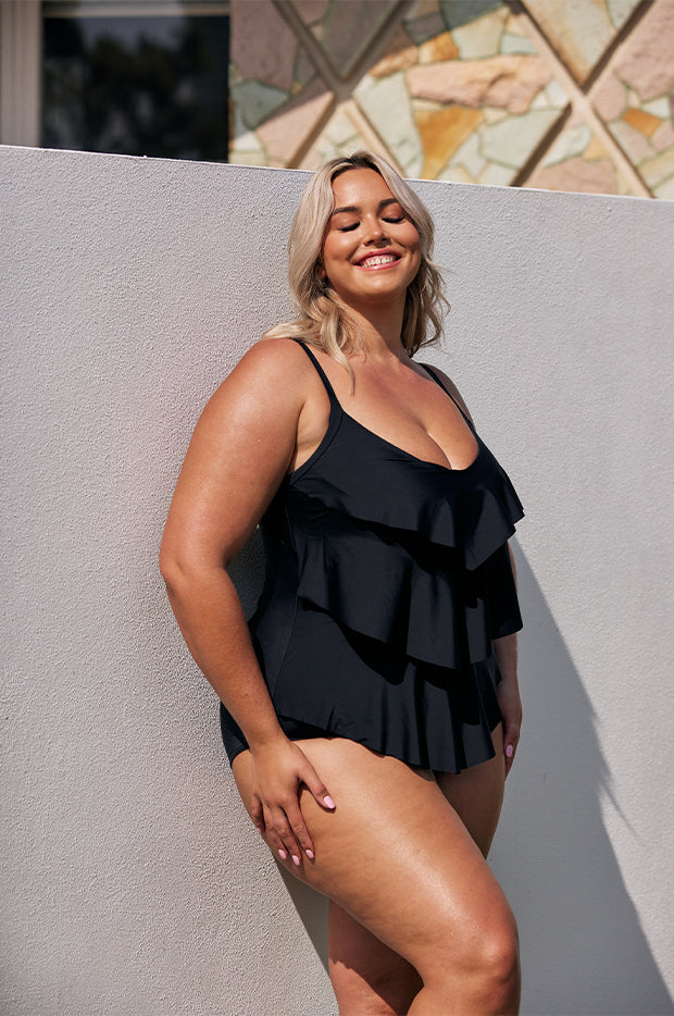Plain Tiered Frill One Piece