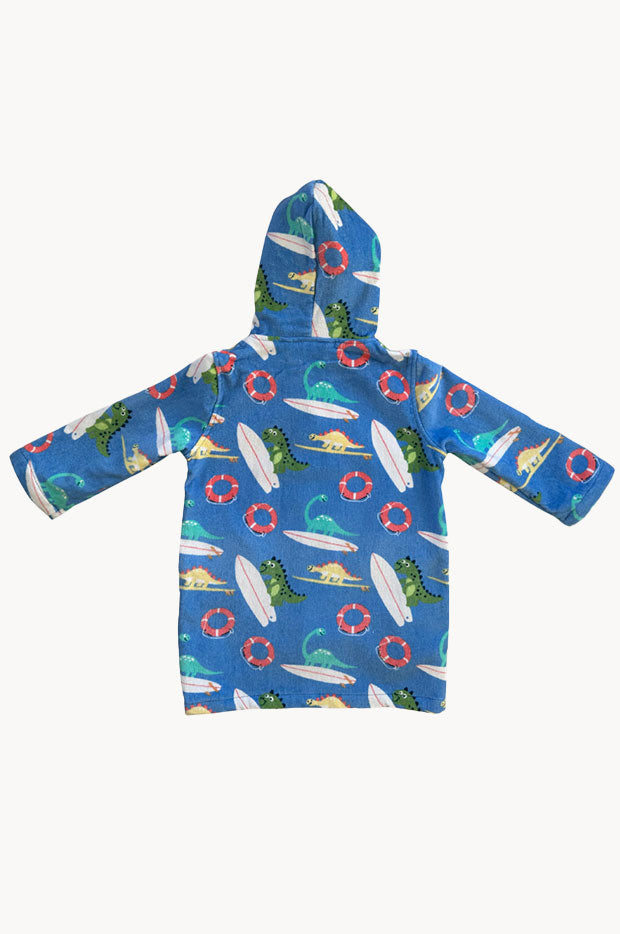 Kids Dino Surf Hooded Towelling Robe 3-5Y