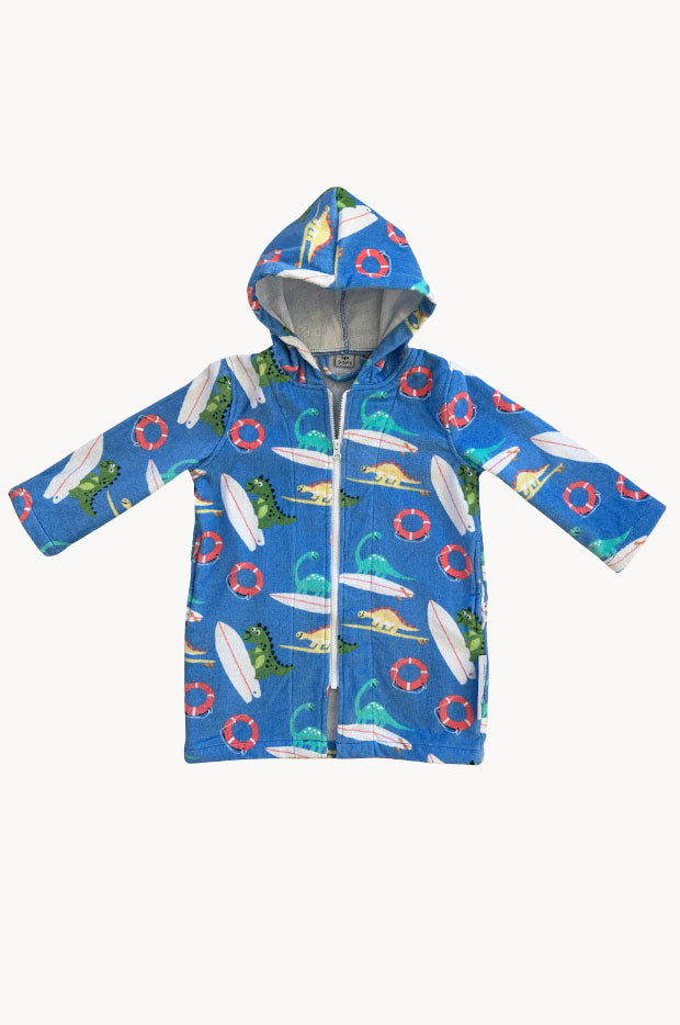 Kids Dino Surf Hooded Towelling Robe 3-5Y