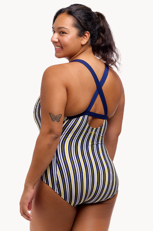 Admiralty Stripe Brace Me Back One Piece
