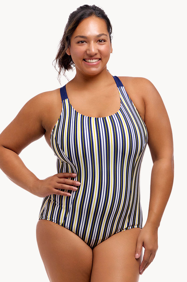 Admiralty Stripe Brace Me Back One Piece
