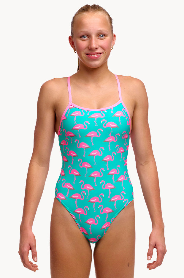 Girls Go Flamingo Single Strap One Piece